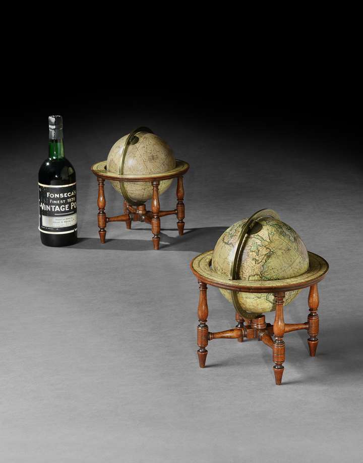 A PAIR OF GEORGE IV 6 INCH TABLE GLOBES BY CARY